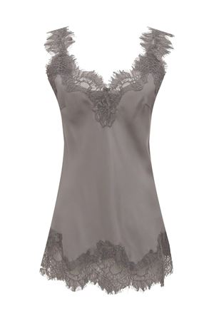 Grey silk lace trim tank top GOLD HAWK | GH1060GREY